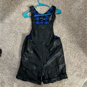 Faux Leather Overall Shorts